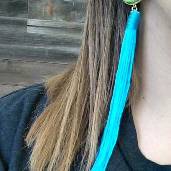 Dara Ettinger MARISSA Turquoise Tassels Earrings - Picture 5 of 5